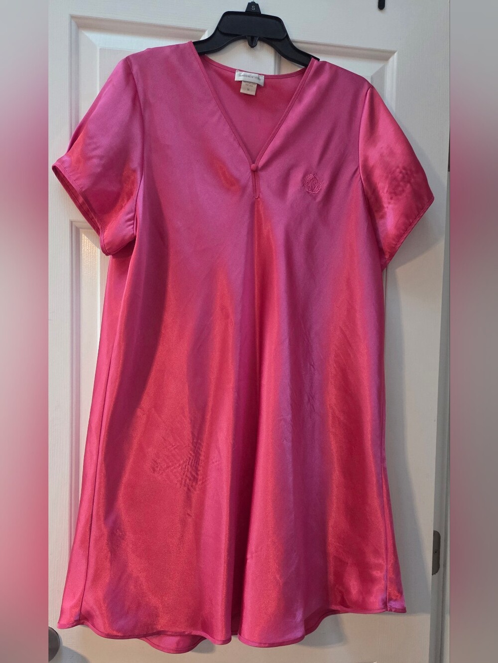 Women's Pink Satin V-Neck Dress